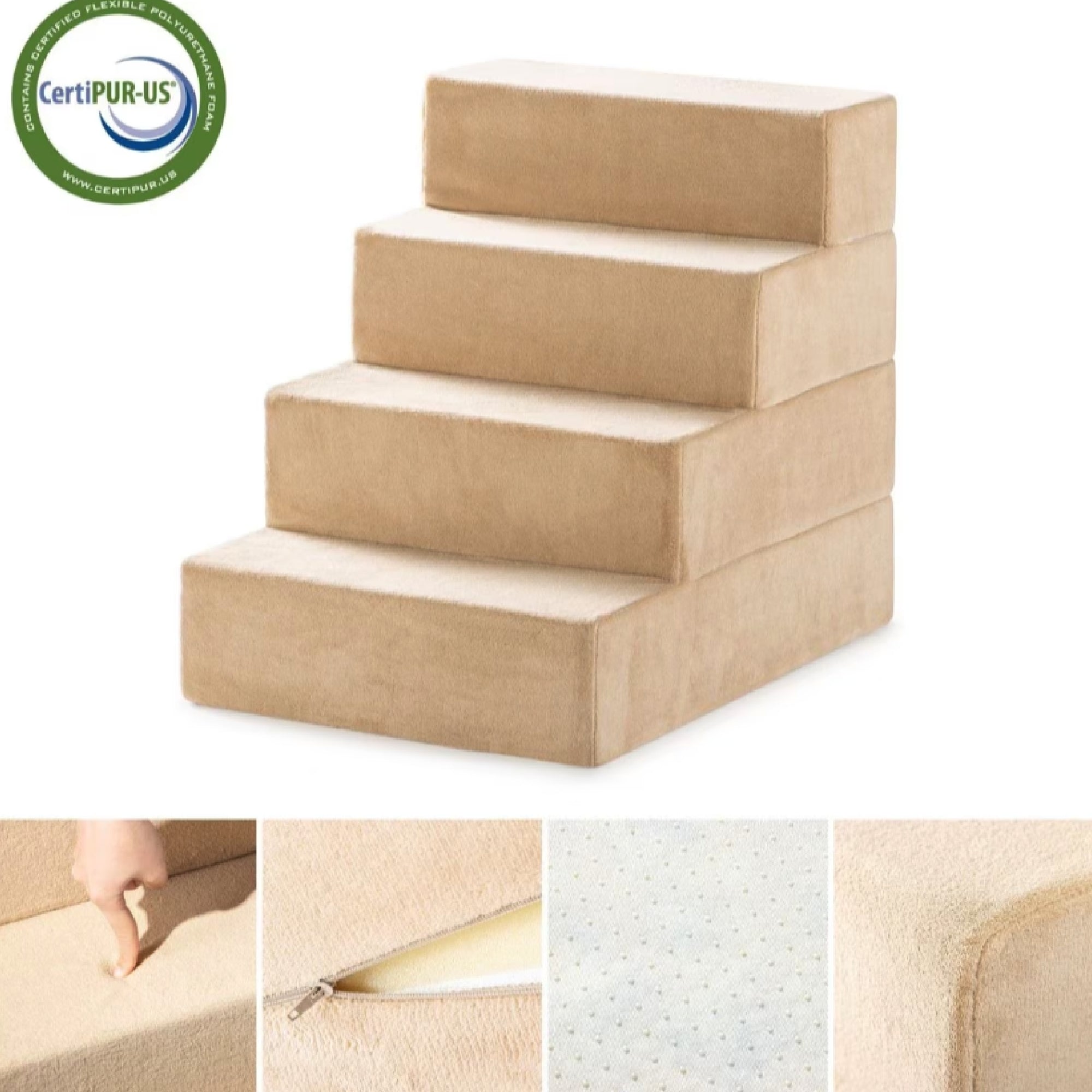 Foam 13”-24” Comfort Pet Stairs, Cream