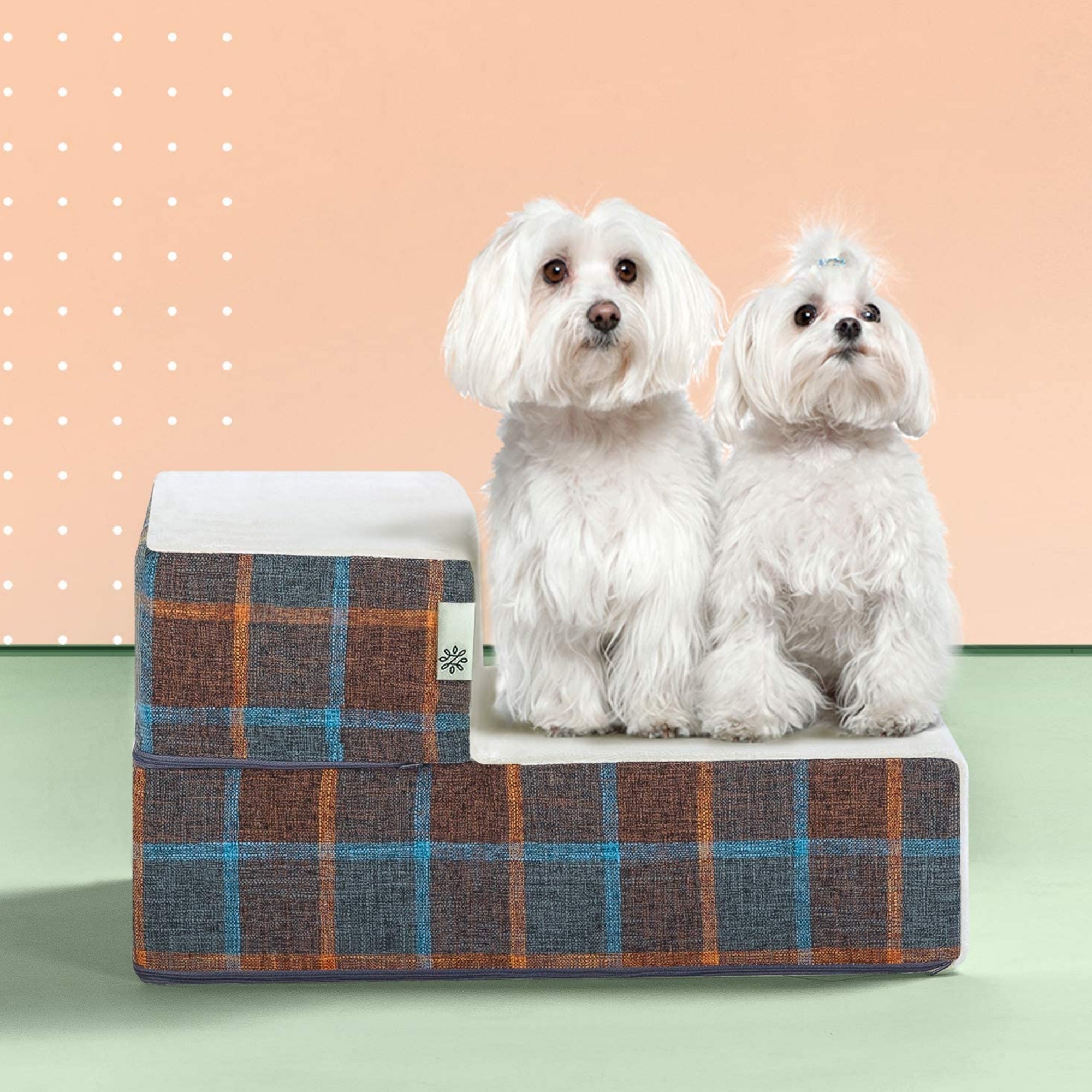 Foam 10”-24” Cozy Pet Stairs, Blue Plaid