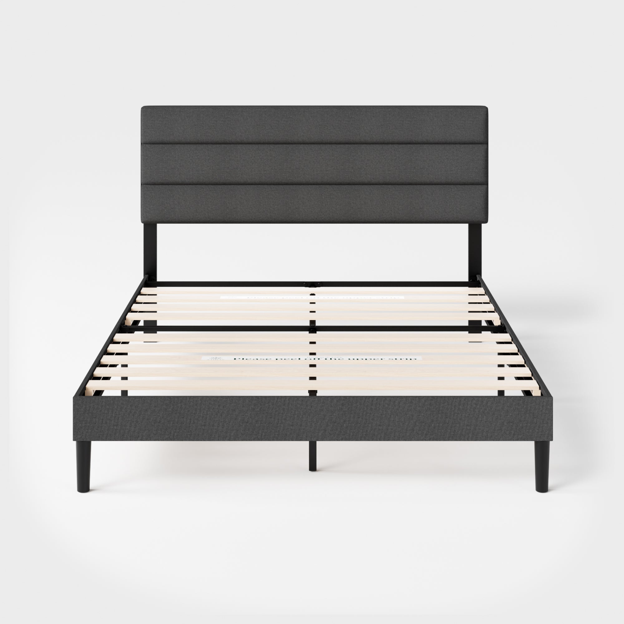 Piper Horizontal Panel Upholstered Platform Bed, Dark Grey