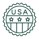 Made in USA green icon signifying that Zinus memory foam mattresses and hybrid mattresses are manufactured in the USA