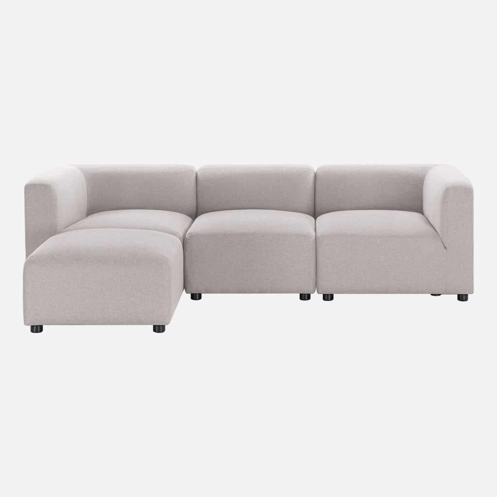 Zinus Luca Reversible Chaise Sectional Sofa in beige fabric displayed on white background, highlighting modern modular design with plush cushions, low profile, and soft rounded edges. Sectional offers flexible chaise placement for versatile living room seating and stylish comfort. 