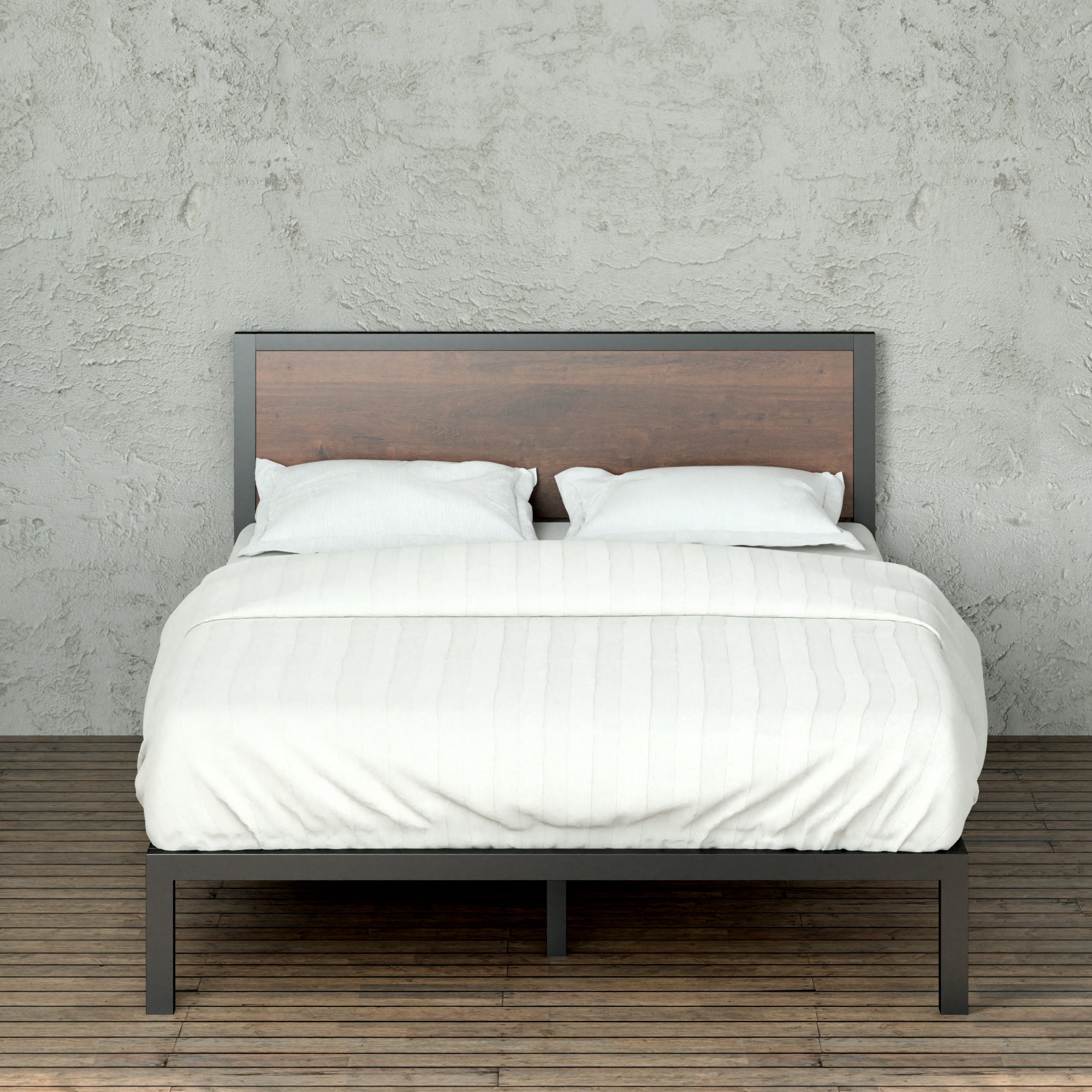 Mory Metal and Wood Platform Bed Frame