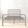 Front view of Zinus metal platform bed frame with headboard and footboard, shown in grey steel. Clean lines and durable slats create a supportive base for queen or full mattresses. Functional design eliminates need for box spring while maximizing durability and mattress life.