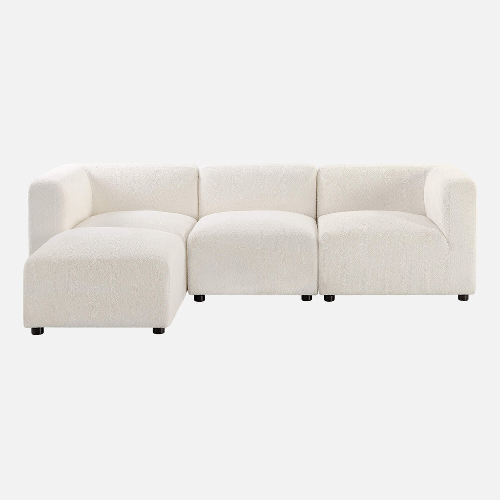 Zinus Luca Reversible Chaise Sectional Sofa in ivory fabric displayed on white background, highlighting modern modular design with plush cushions, low profile, and soft rounded edges. Sectional offers flexible chaise placement for versatile living room seating and stylish comfort. 
