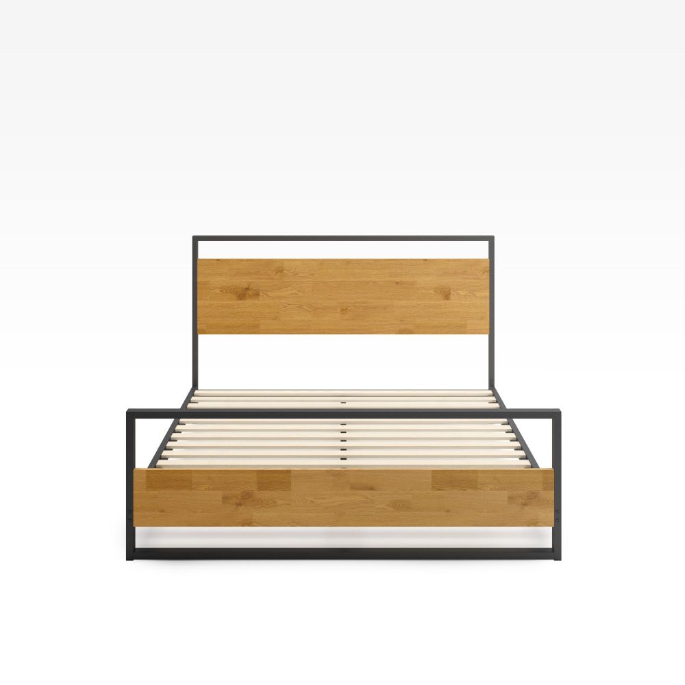 Suzanne Metal and Wood Platform Bed Frame with Footboard