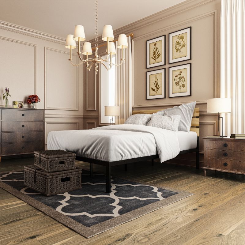 Paul Metal and Wood Platform Bed Frame