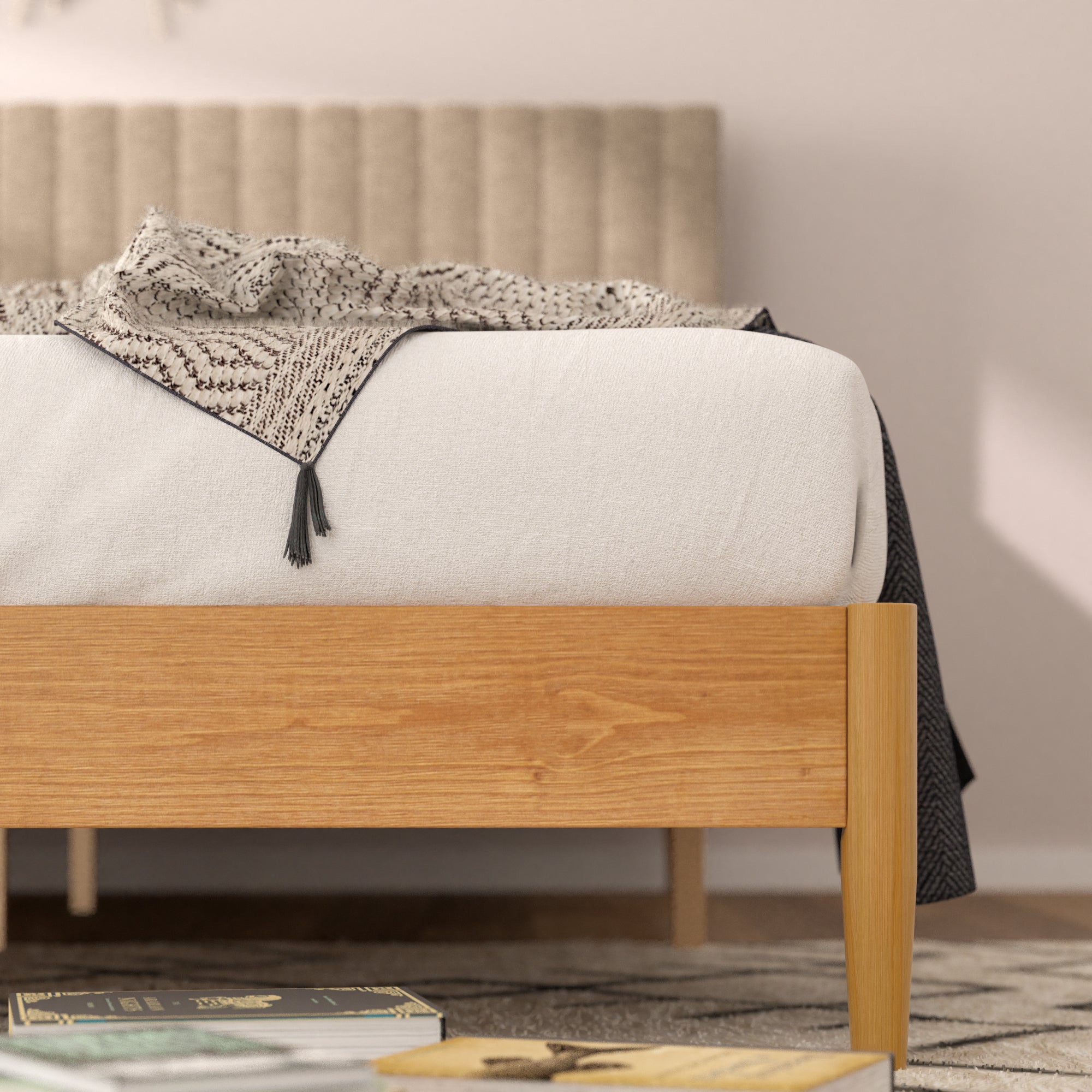 Amelia Upholstered and Wood Platform Bed Frame