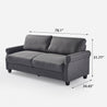 Josh Traditional Sofa dark grey dimensions