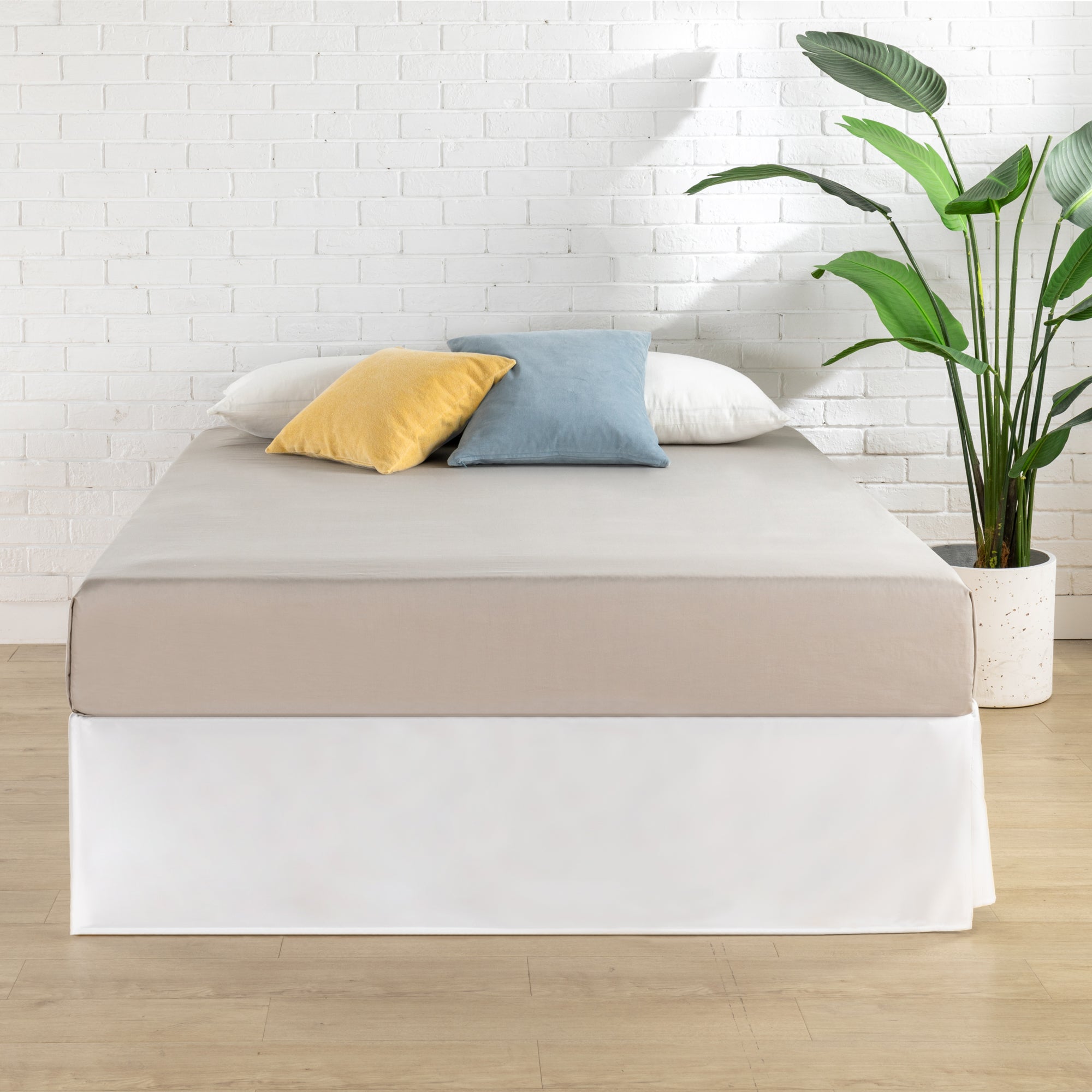 SmartBase Zero Assembly Mattress Foundation with Headboard Brackets and Bed Skirt