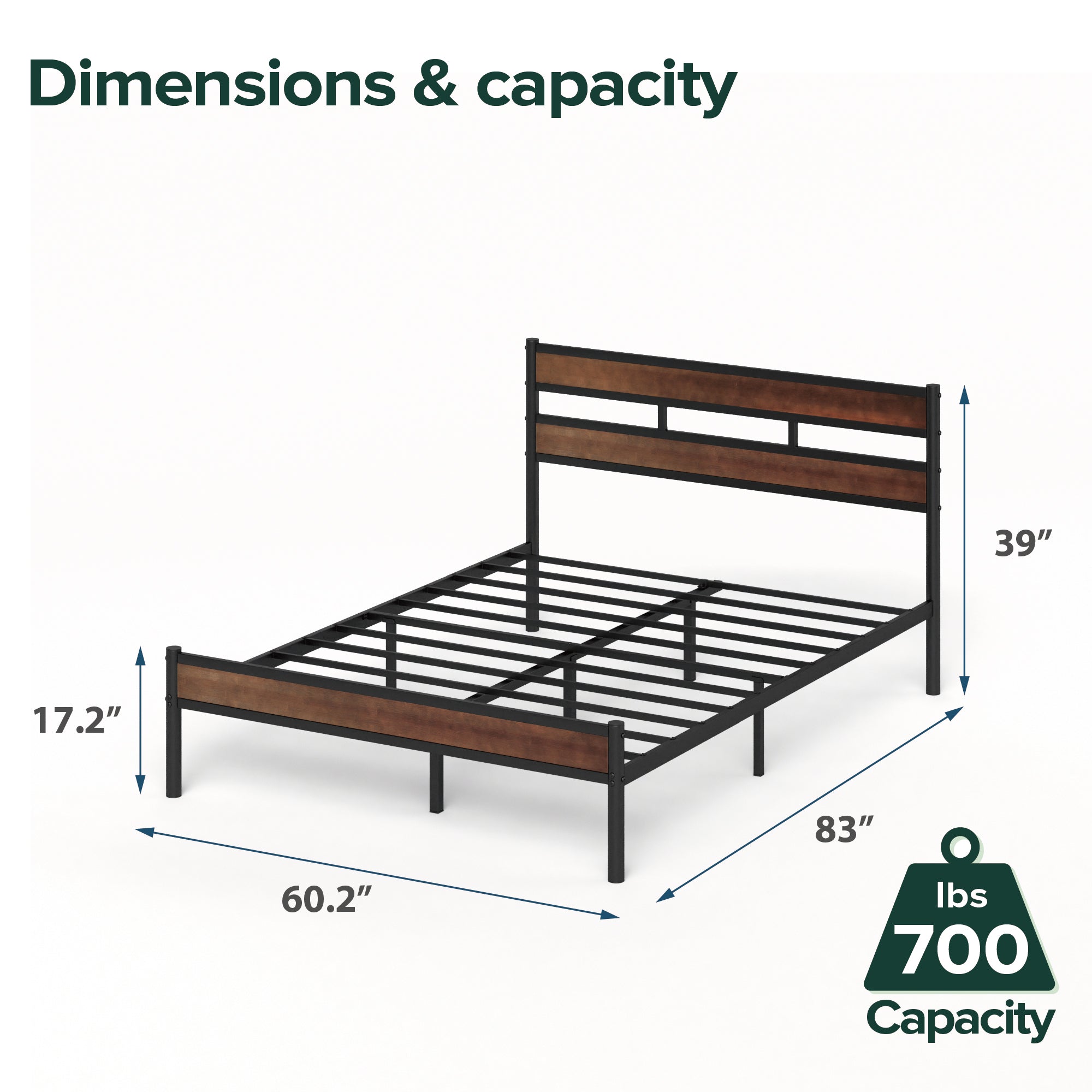 Roman Bamboo and Metal Platform Bed Frame