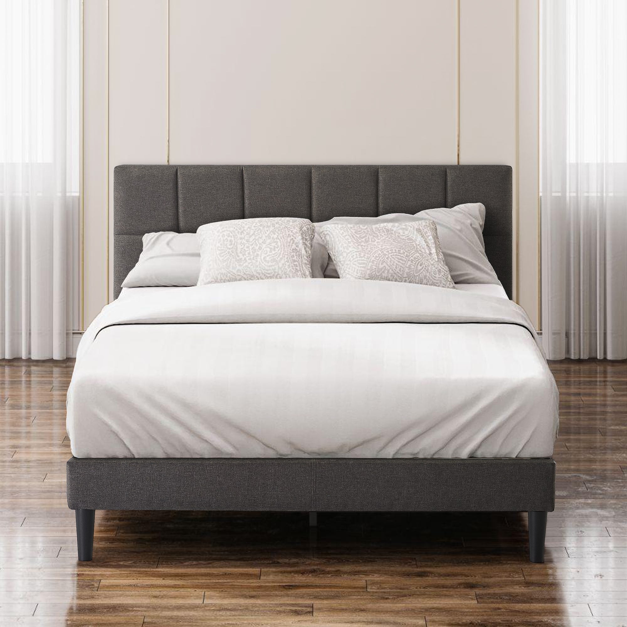 Lottie Upholstered Platform Bed Frame with Short Headboard