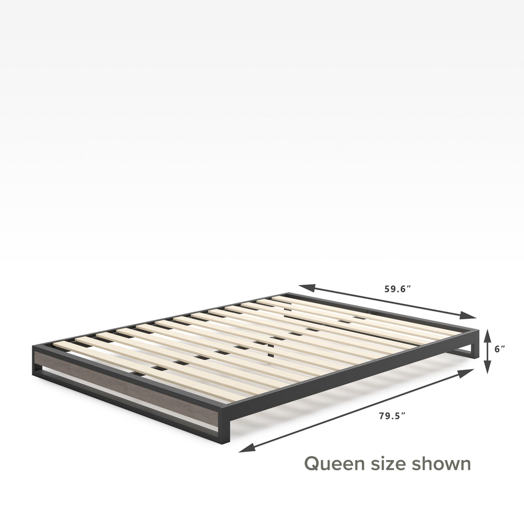 2019 GOOD DESIGN™ Award Winner - Suzanne Metal and Wood Platforma Bed Frame 6 inch Queen Size Dimensions 